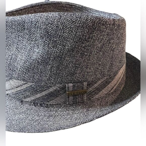 Stetson Fedora Hat Tweed Blue Casual Cap Hat - Picture 3 of 10